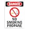 Signmission OSHA Danger Sign, No Smoking Propane, 10in X 7in Rigid Plastic, 7" W, 10" L, Portrait OS-DS-P-710-V-1489 - alternate 1
